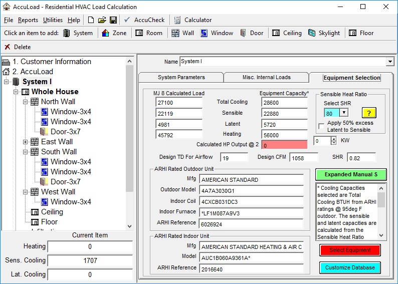 Adtek AccuLoad ACCA Approved ManualJ & ManualS Residential Load Calc