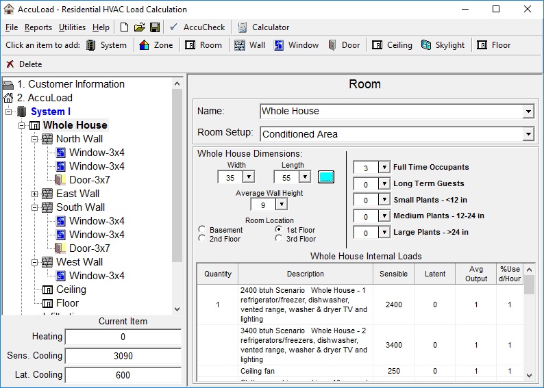 Adtek AccuLoad ACCA Approved ManualJ & ManualS Residential Load Calc