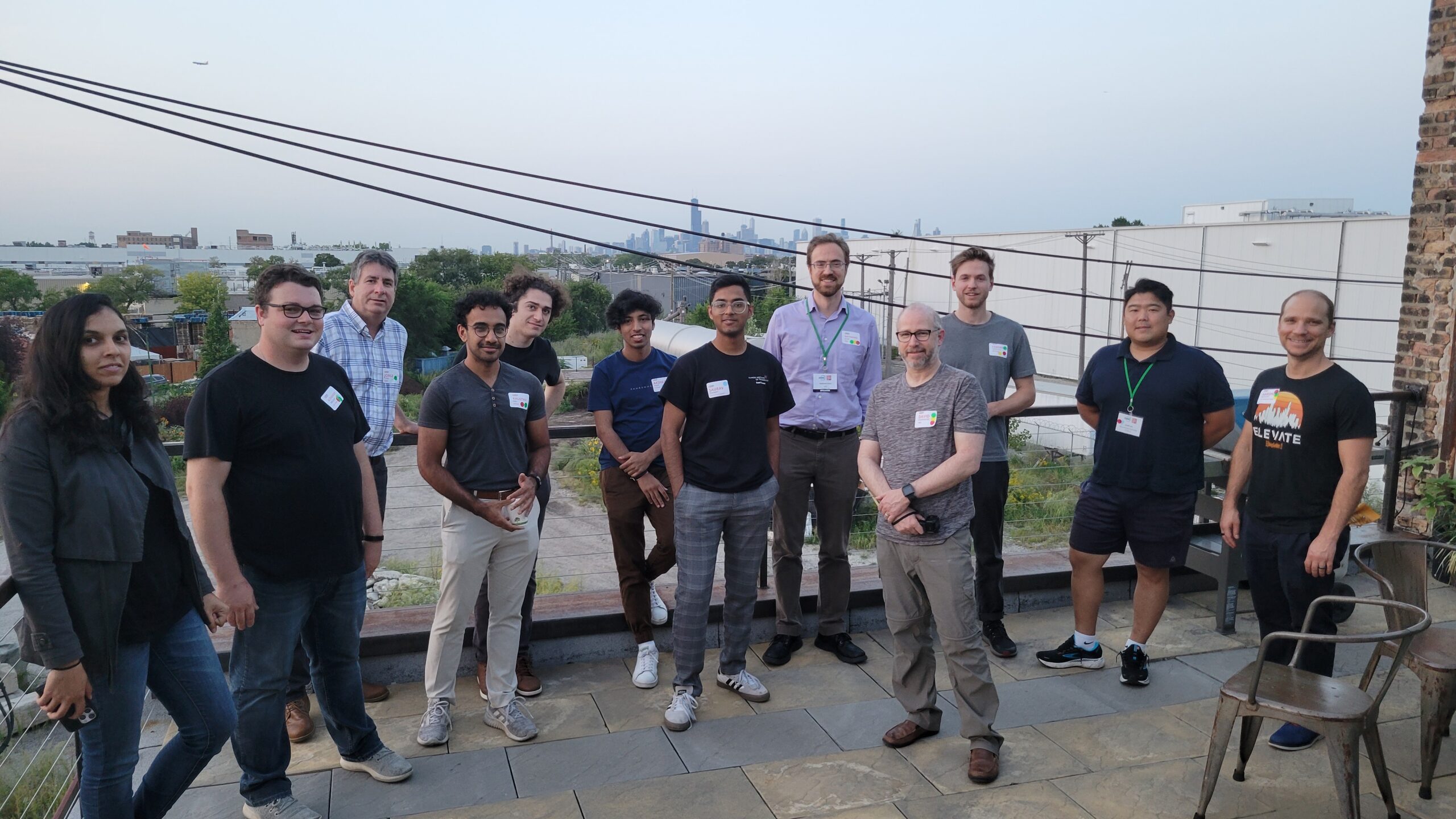 Peers networking at a social event