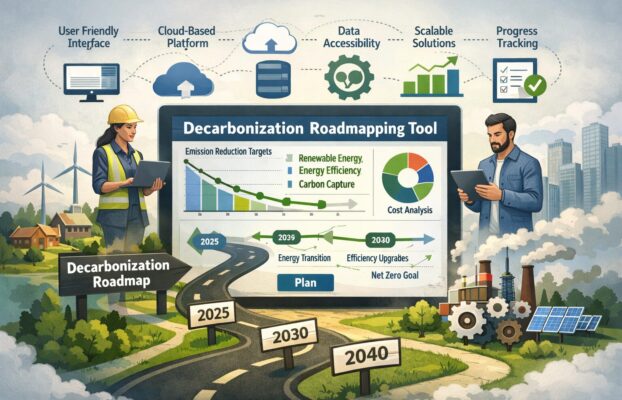 What are the key features that ensure the accessibility and scalability of decarbonization road-mapping tools, particularly in resource-constrained environments?